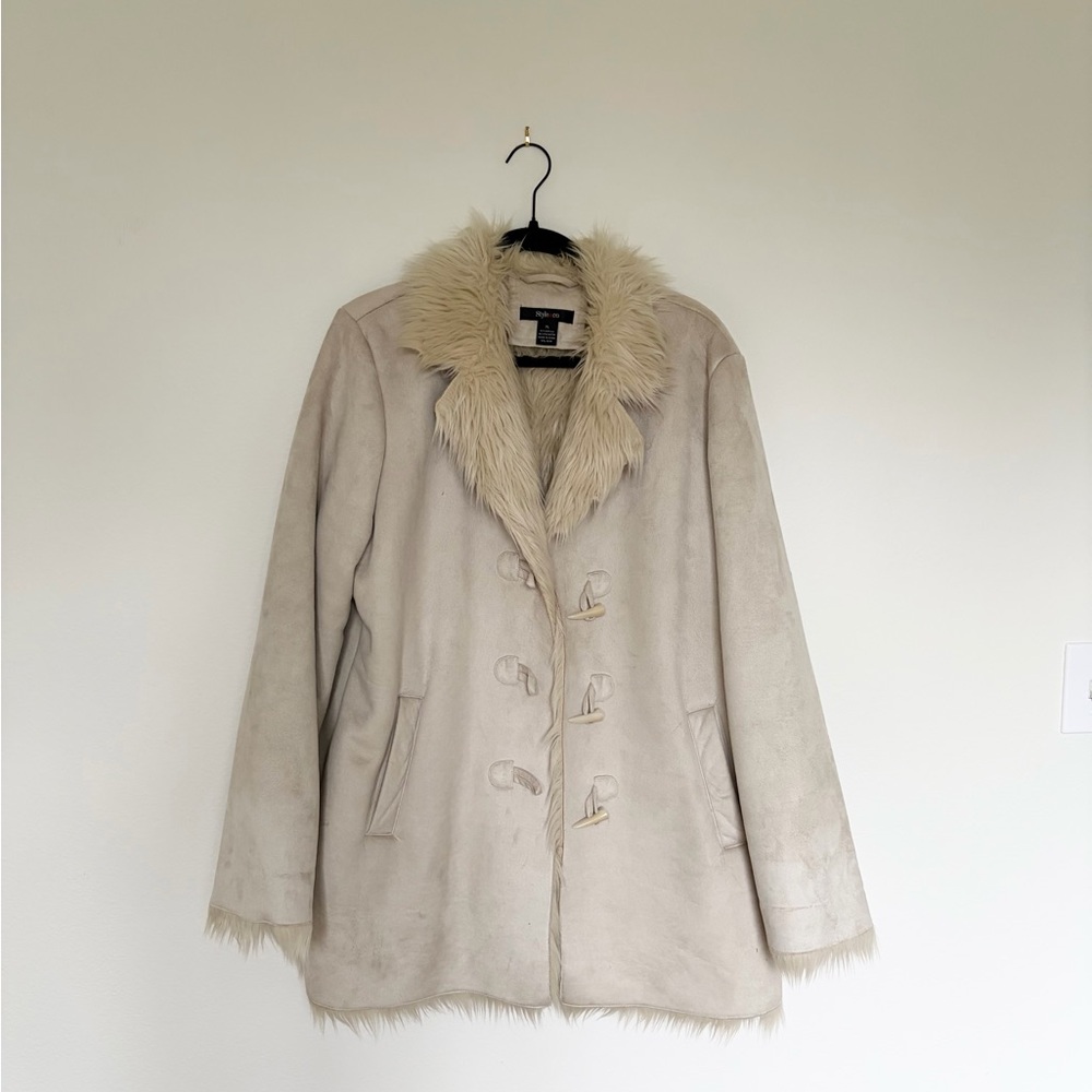 Style & Co. Faux Fur & Suede Jacket